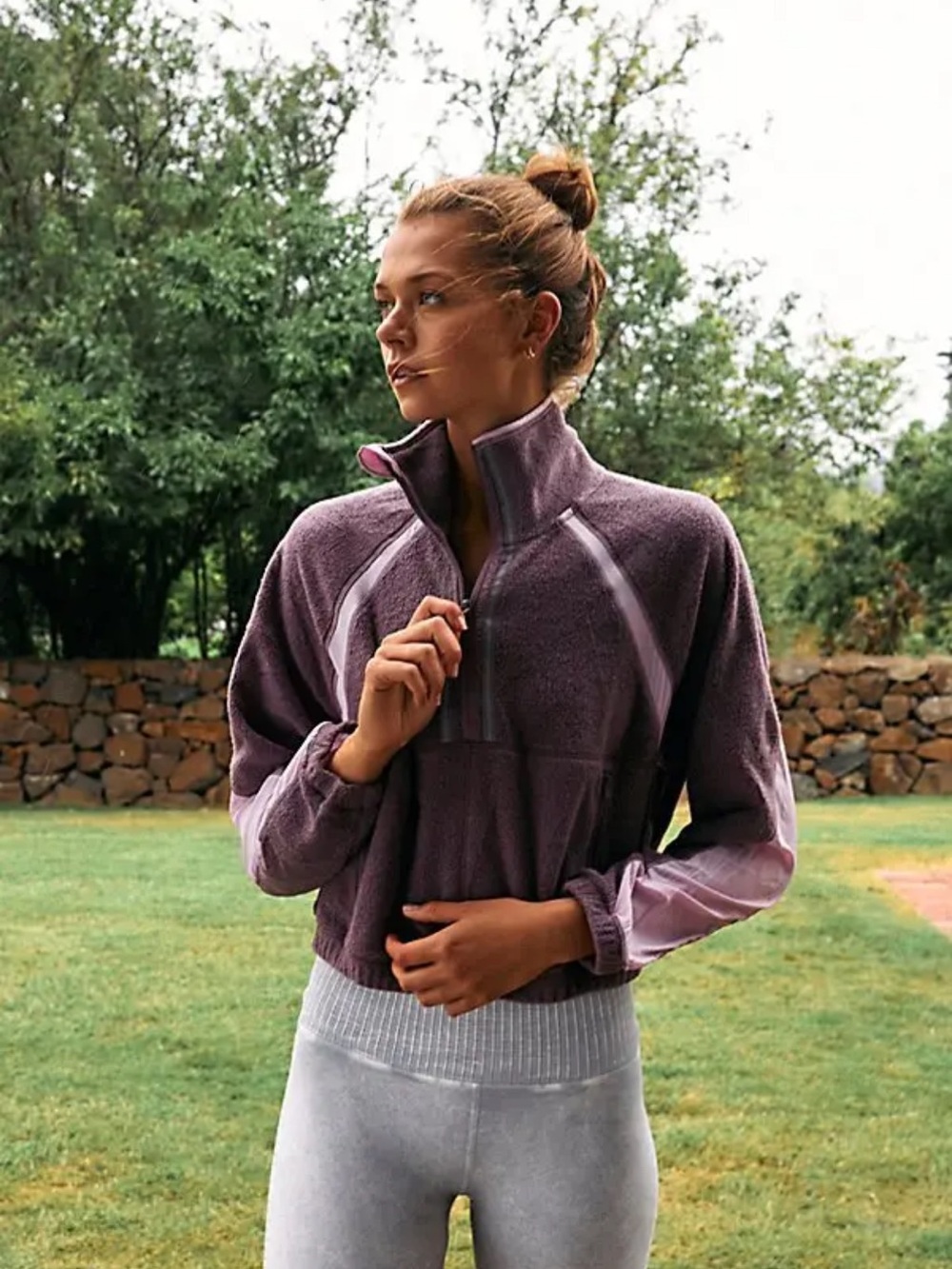 Free People FP Movement So Fly Half Zip Pullover Boysenberry Purple M